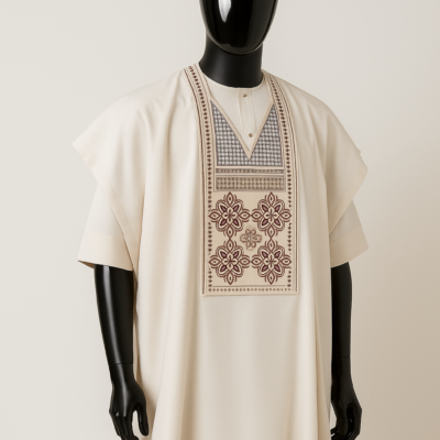 Elegant White Agbada Set
